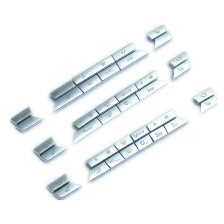 Silver car air conditioning button panel replacement set with CD digital button stickers