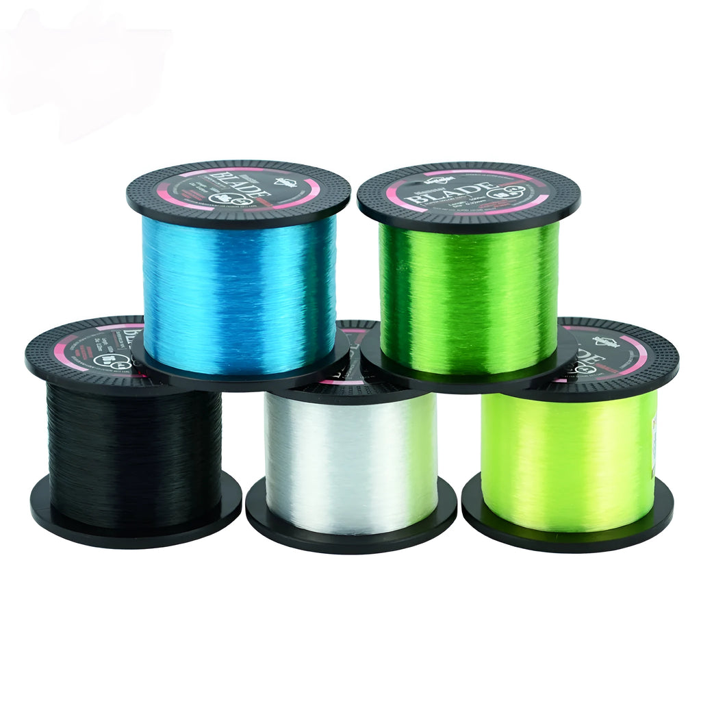 Spool of Seaknight1000 M nylon monofilament fishing line in one of five colours showing size marking