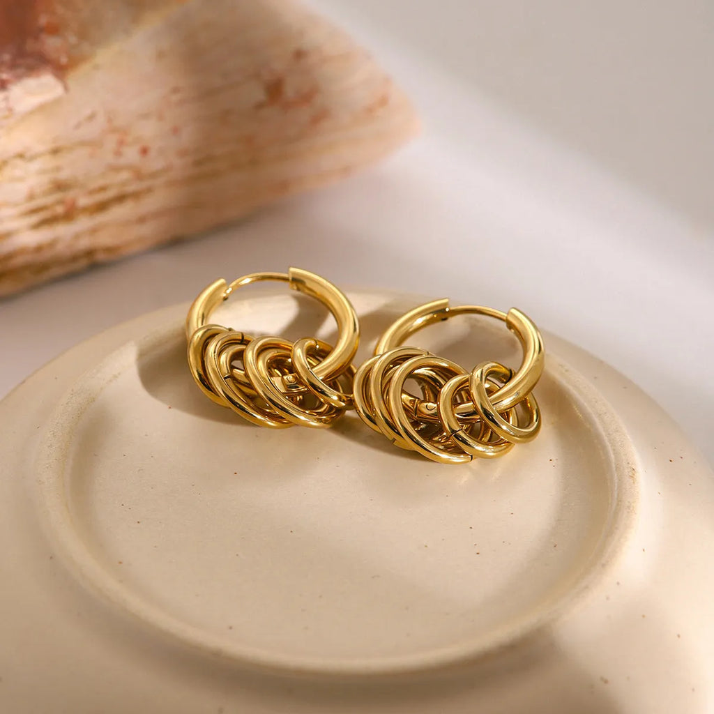 Stainless steel electroplated earrings with colour-matching design for unisex wear