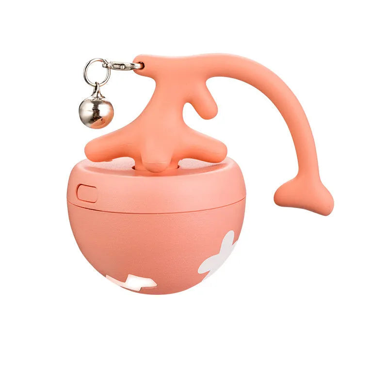 USB electric cat teasing ball with fish bone design in blue, pink or yellow colours