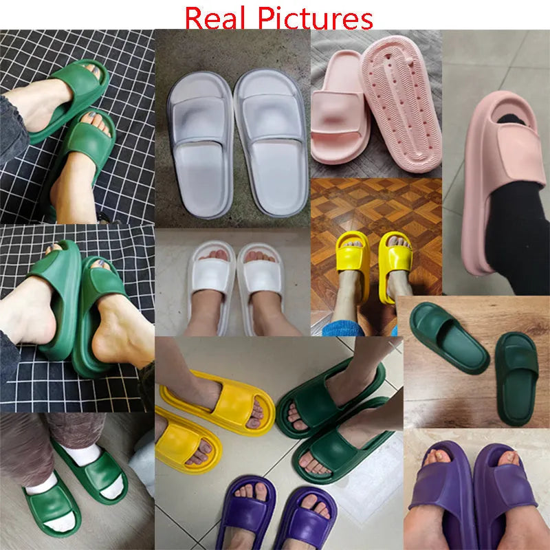EVA flip-flop style slippers with a thick sole, shown in one of seven available colours.