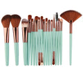 18-piece makeup brush set with fan-shaped cosmetic tools for professional application