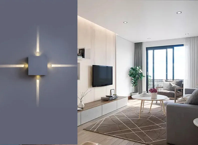 Modern square and round LED wall light with iron lampshade in Chinese style design