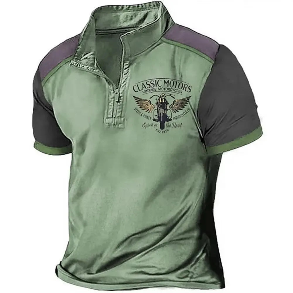 Golf polo shirt in bird eye cloth with 3D digital print, shown in a solid colour.