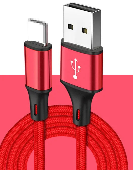 2 metre USB TYPE C charging cable for mobile phones in multiple colours