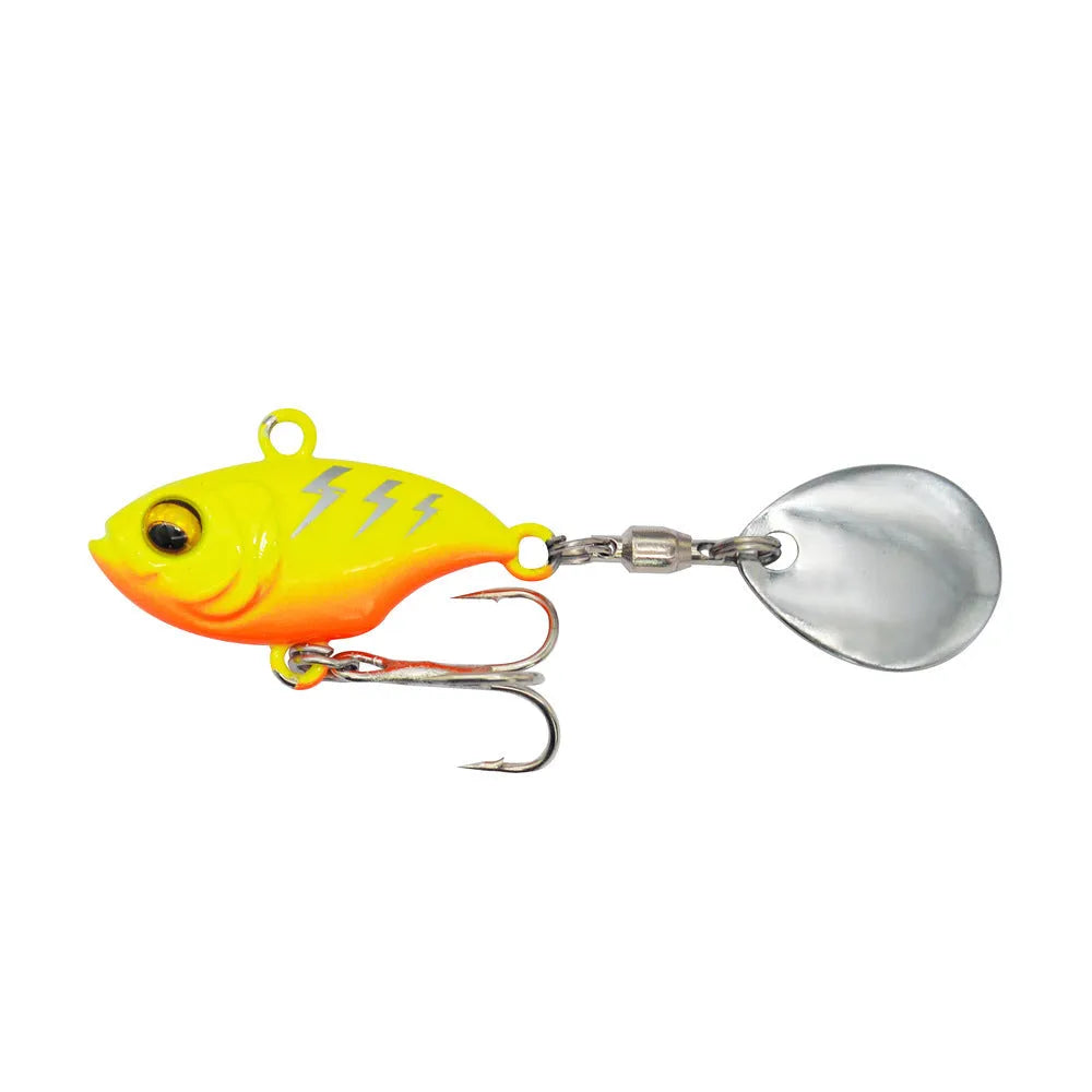 Metal sea fishing iron plate lure with rotating sequins in various colour patterns
