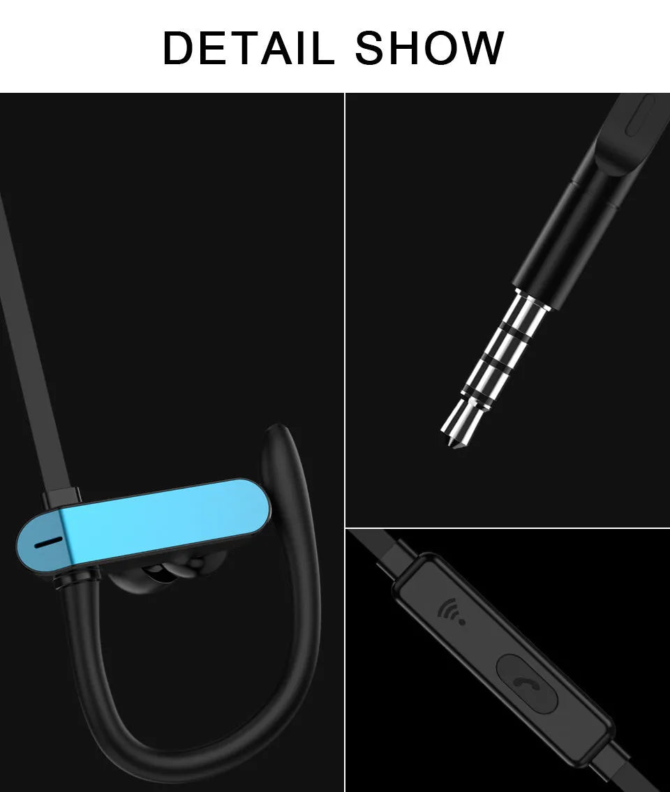 Black and grey universal sport ear hooks with gel silicone earbuds for PTM TS27 running headphones