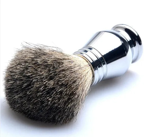 CSB men's shaving set with badger hair brush, chrome razor stand, double edge razor, and soap bowl