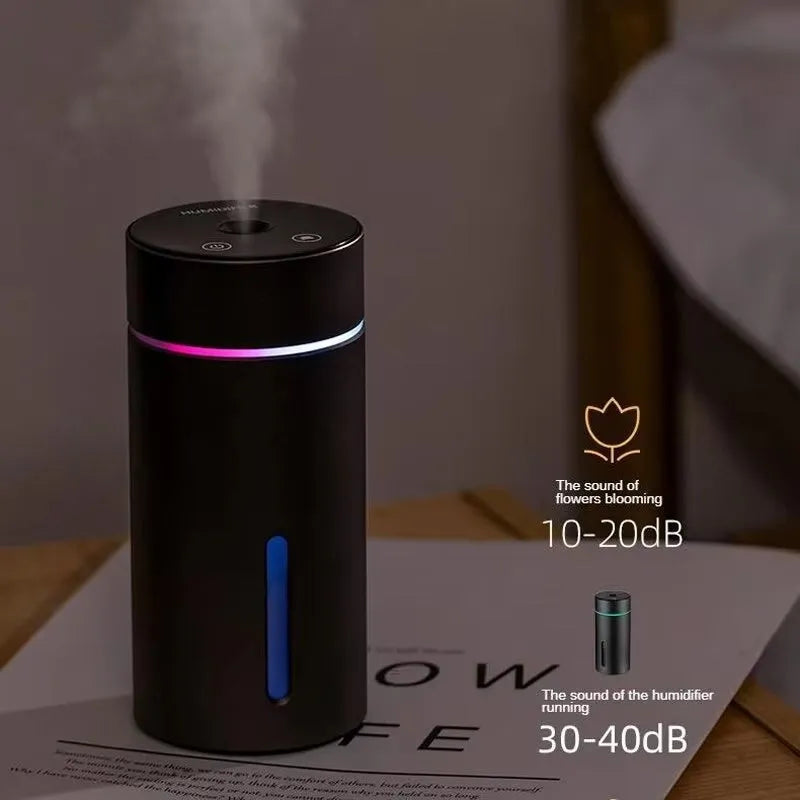 Aluminium alloy car humidifier and essential oil diffuser with 260ml water tank and colourful night light