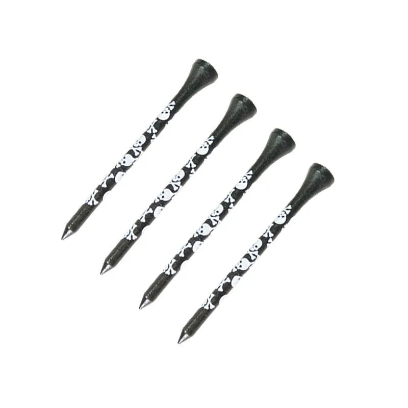 Black skull print bamboo dowel pins for golf accessories in 70mm and 83mm lengths
