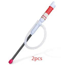 Blue manual hand pump siphon for fuel and liquid transfer with PP plastic construction.