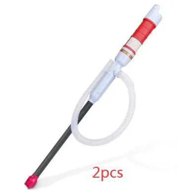 Blue manual hand pump siphon for fuel and liquid transfer with PP plastic construction.