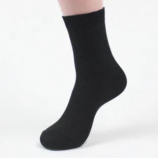 Men's bamboo fibre business socks with small square pattern in five colour options