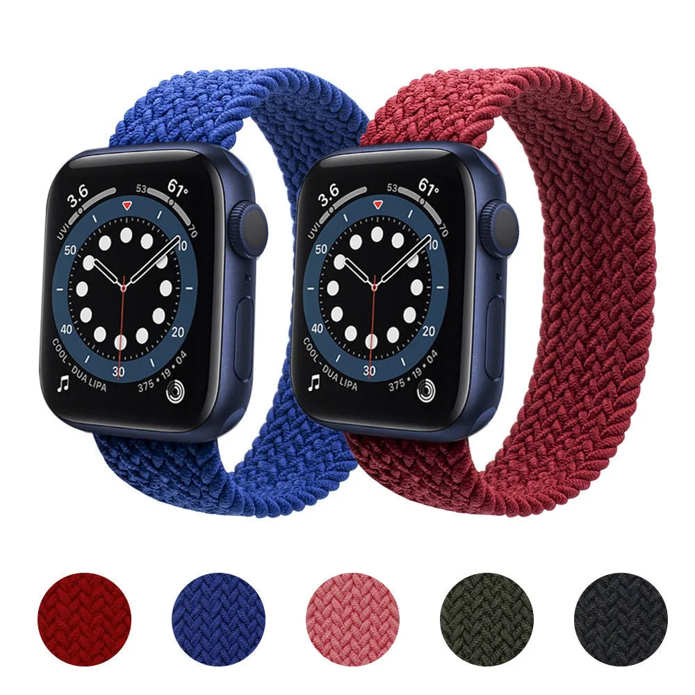 Nylon woven Apple Watch strap with plastic connector head in multiple colour options