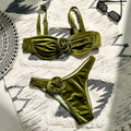 Women's A371 green 3D floral one-piece swimsuit brief with high elasticity for swimming and fitness.