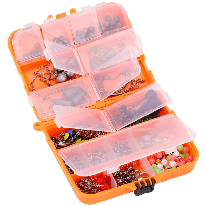 Weihe 257-piece fishing lure accessories set in ABS tackle box with hooks and weights