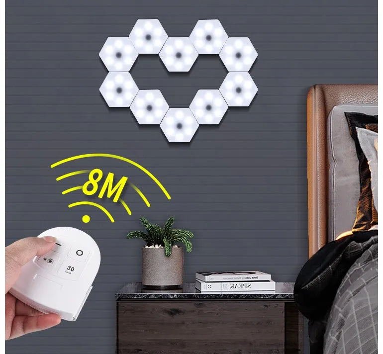 White wireless remote control touch light with 6 LED patches showing compact design