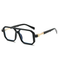 Retro double beam pilot sunglasses shown in a selection of colours including black frame with grey lenses and leopard print.