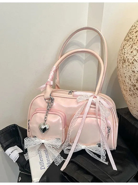 Large capacity PU shoulder bag in beige with double shoulder straps and internal mobile phone compartment