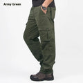 Men's thick velvet overalls with wool lining in khaki colour, showing straight leg and loose fit construction