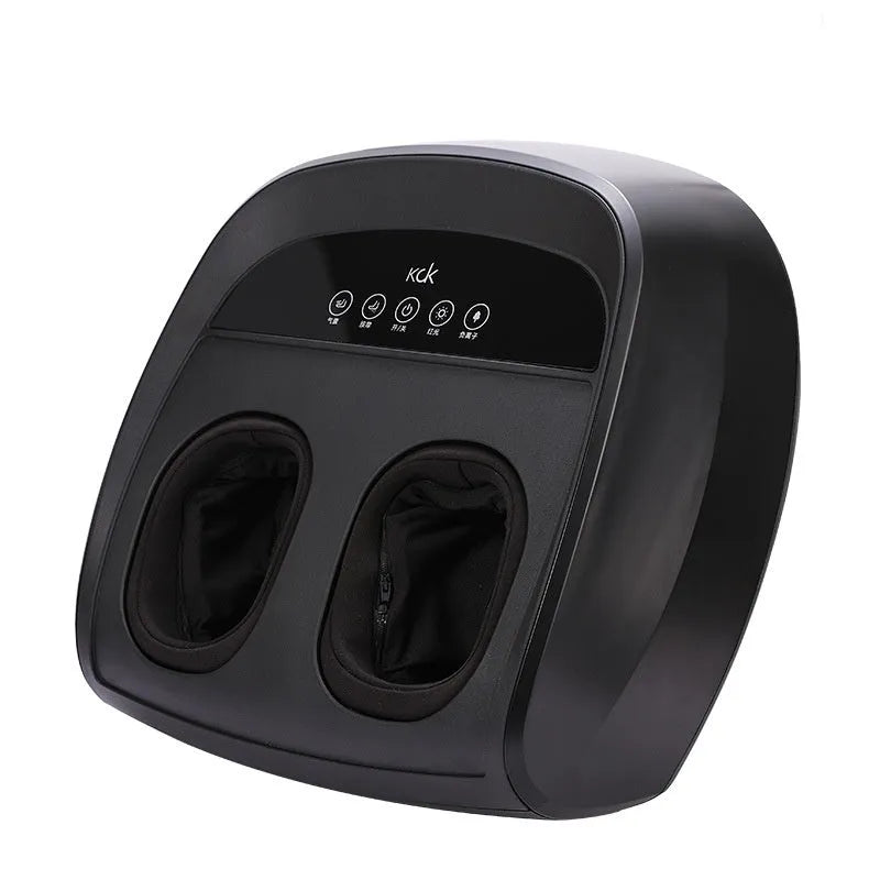 Flip automatic foot massager in black on a white background, showing controls for timer and functions.