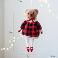 Cartoon-style plush bear couple wearing cotton plaid suits, gentleman bear and princess bear.