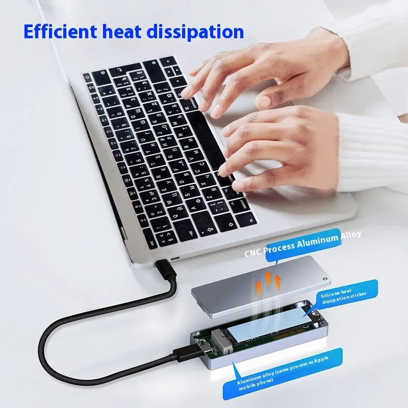Type-C external hard drive enclosure for M.2 SATA SSDs with aluminium case and installation hardware