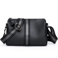 Black genuine leather one-shoulder crossbody bag with large capacity dimensions
