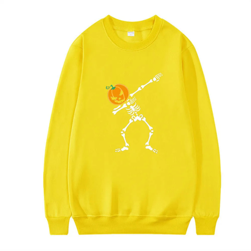 Women's printed long sleeve crew neck top in various colours on size chart