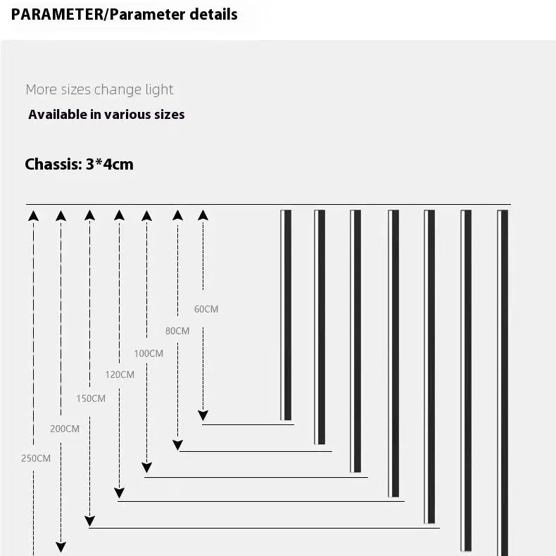 80cm long black aluminium in-line LED wall lamp with a PC shade on a white wall.