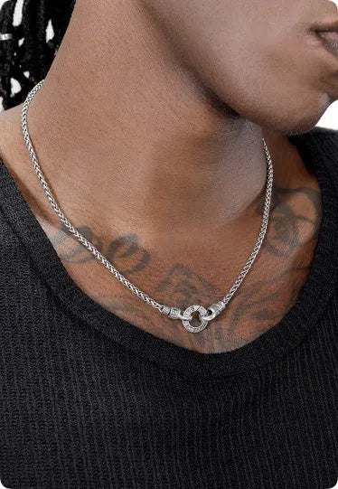 S925 sterling silver clavicle necklace with attached pendant in silver colour