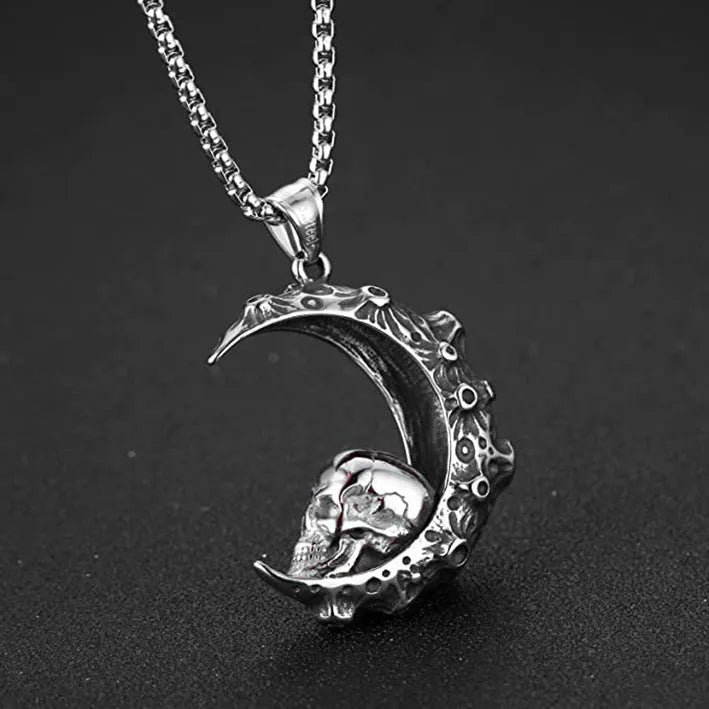 Men's silver electroplated alloy pendant necklace with six design options on stainless steel chain