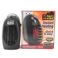 Black mini ceramic electric heater with digital display and rotating three-prong plug