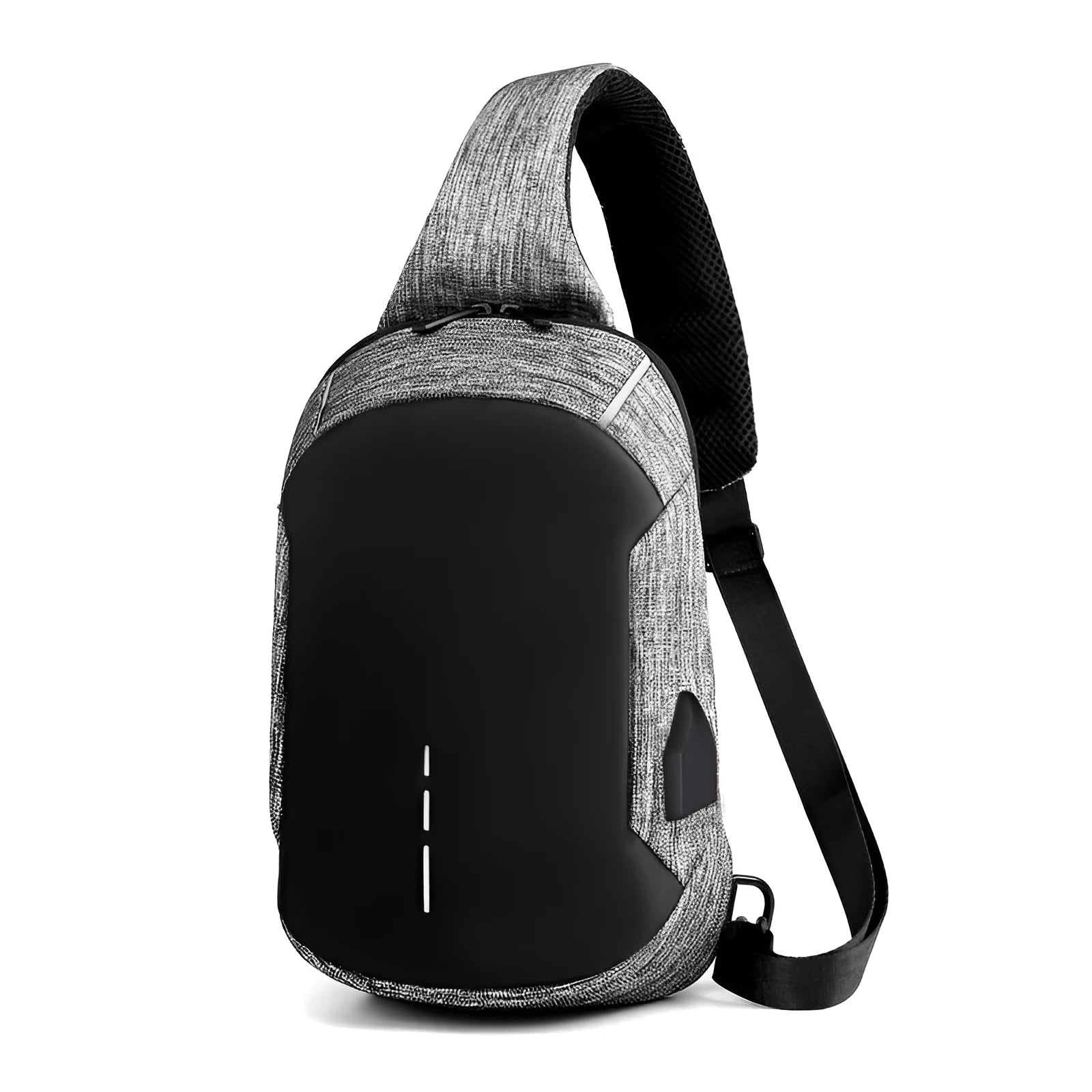 Oxford cloth waterproof chest bag in dark blue with zipper opening and adjustable strap