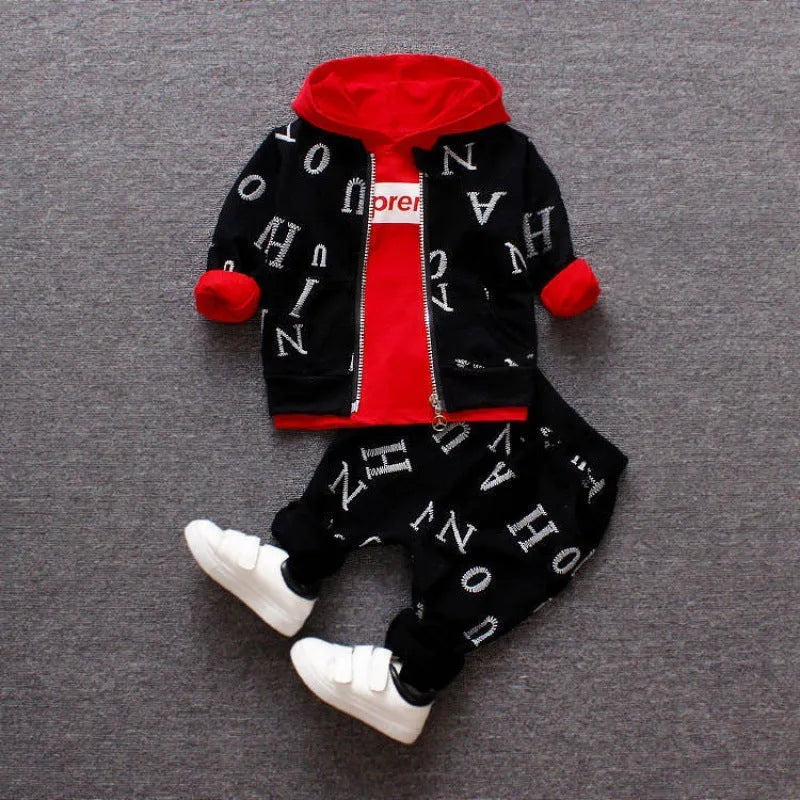Children clothes set long sleeve top and trousers in red and white options sizes 80-110cm