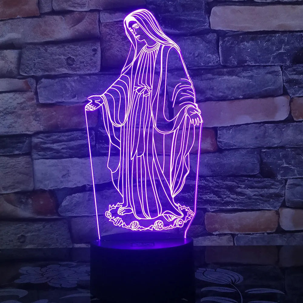 3D LED night light with colourful changing light and laser engraved acrylic plate on ABS base