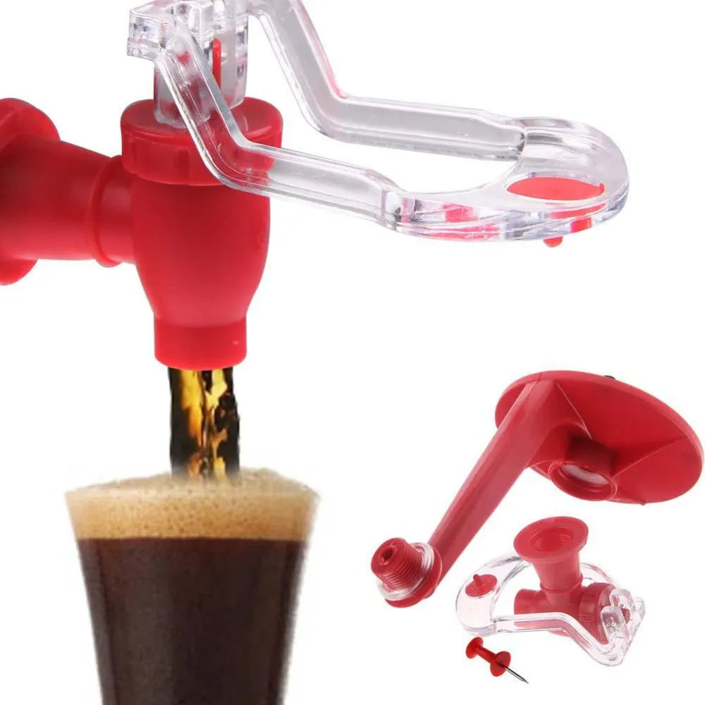 Red plastic Magic Tap soda dispenser attachment for 2-litre bottles