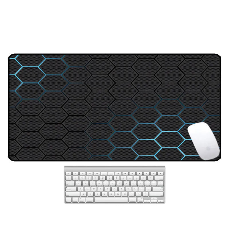 Large extended computer desk mouse pad with printed pattern and natural rubber non-slip base
