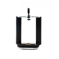 Black plastic universal mobile phone holder with U-clip bracket for attaching to cylindrical surfaces