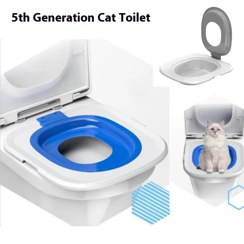 Fifth generation cat litter training mat and tray set in blue colour on a white background.
