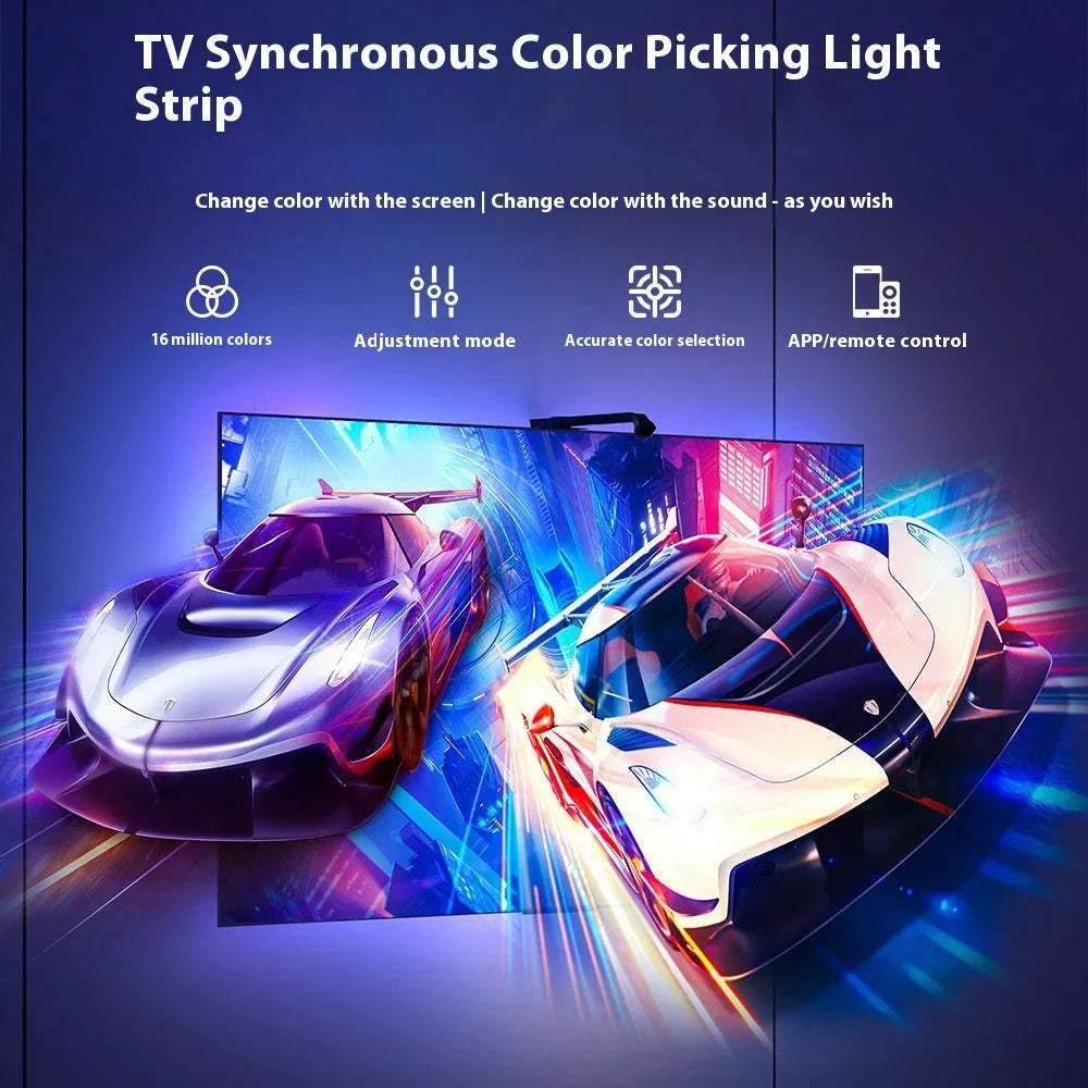 Smart TV background light strip with 30 LEDs per metre and synchronous light linkage in magic colour