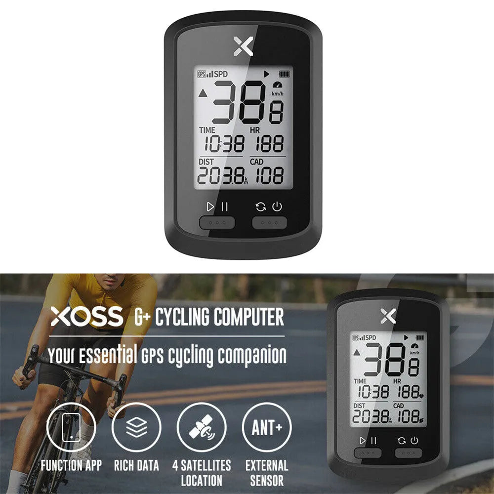 Black plastic waterproof bicycle stopwatch mounted on handlebars for cycling time tracking