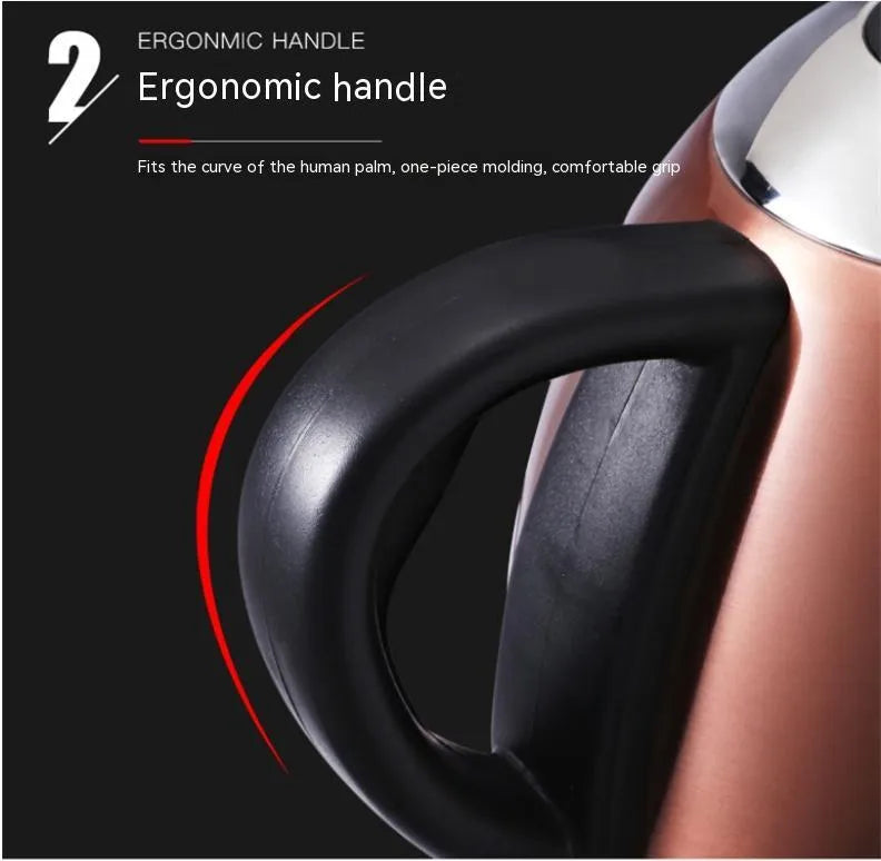 Full-automatic stainless steel kettle in gold colour with touch control panel.
