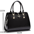 Women's messenger tote bag with crocodile pattern in PU, 31x13x22cm, available in five colours