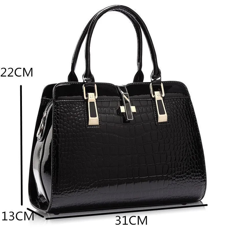 Women's messenger tote bag with crocodile pattern in PU, 31x13x22cm, available in five colours