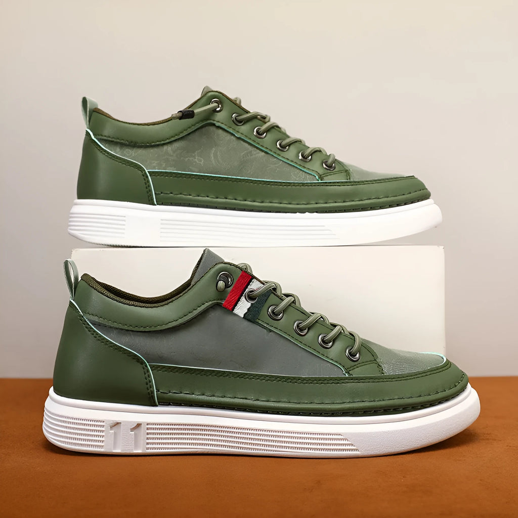 Men's high-top canvas sneakers in black, grey, or green with round toe and PVC sole