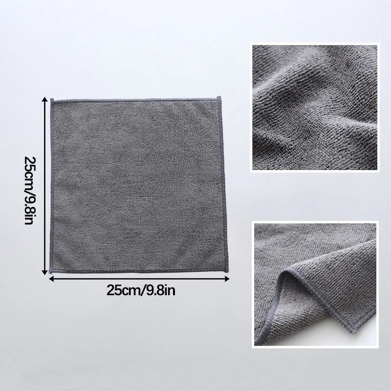 Grey 25cm square microfiber kitchen cleaning cloth for oilproof decontamination