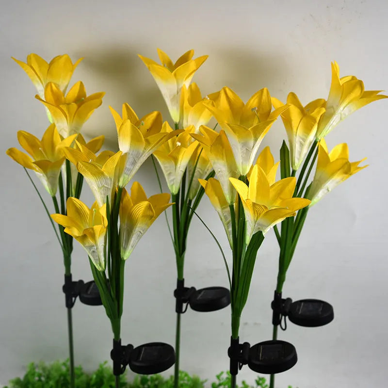 Solar-powered flower-shaped outdoor lantern with decorative lighting for gardens