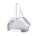 Leather cat outing carry bag with shoulder strap in beige colour