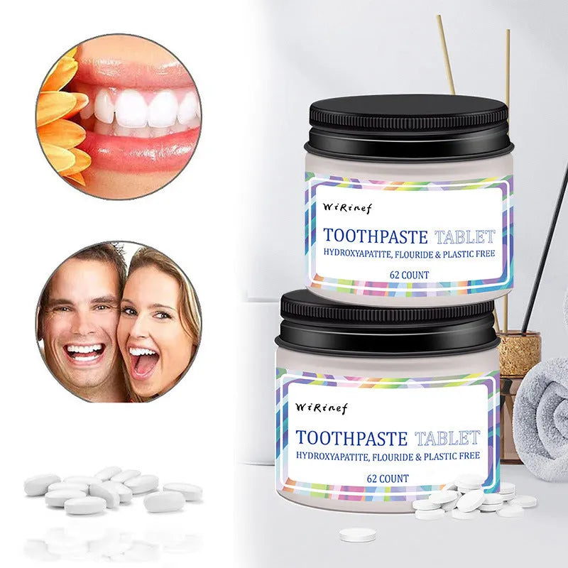 62 piece solid toothpaste tablets in TP19 format for portable oral hygiene